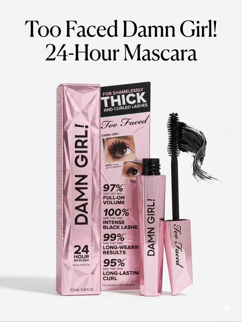 Too Faced Damn Girl! 24-Hour Volumizing Mascara - Full Size NIB